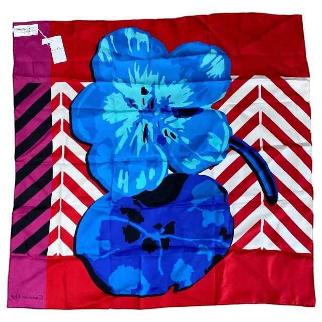 Christian DIOR 22flp070i615 2022 Flower Pop Scarf Silk Red Blue Pink