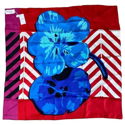 Christian DIOR 22flp070i615 2022 Flower Pop Scarf Silk Red Blue Pink