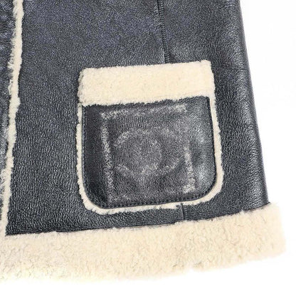 Chanel 2008aw Sport Line Sher Ring Mouton Hooded Vest P33735w04172 Black 38