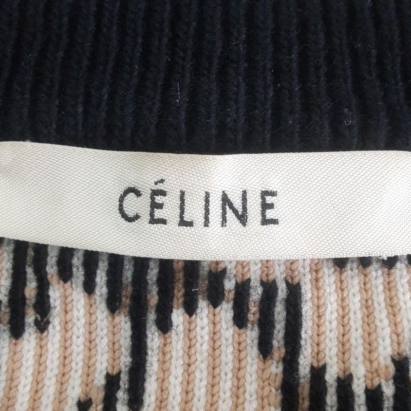 Celine Long Sleeve Sweater Size S Women's - Ivory Beige And Black Crew Neck /