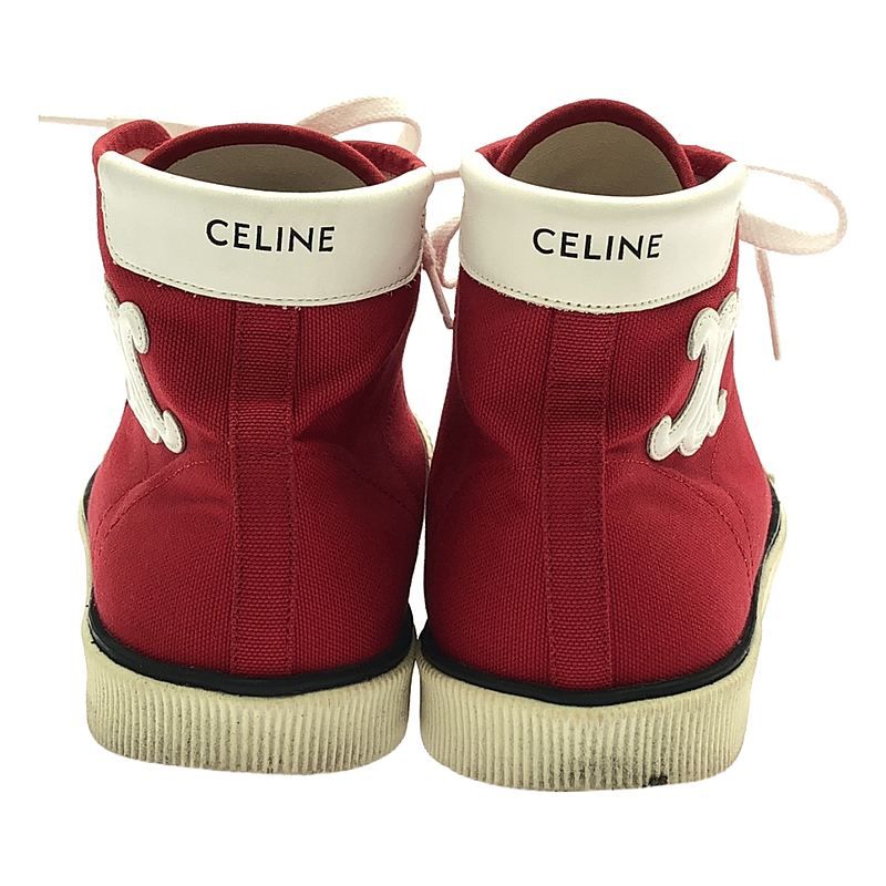 Celine - Blank Lace-up Canvas Sneakers - 37 - Red White - Women's