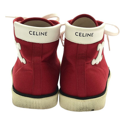 Celine - Blank Lace-up Canvas Sneakers - 37 - Red White - Women's