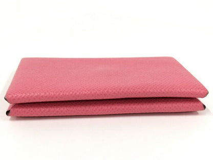 Hermes Calvi Card Case Leather Pink Stamped A