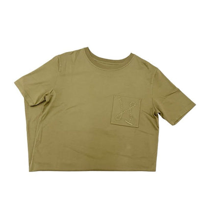Hermes Dress Khaki Cotton Embroidery Chaine D'ancre