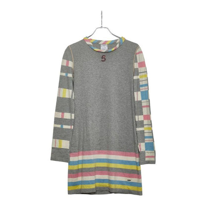 Chanel Dress Long Sleeves Size: 38 P32721k00743 Gray Multicolor Cotton Cashmere