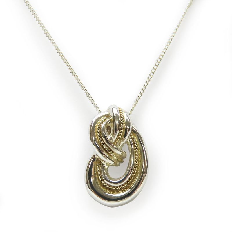 Tiffany & Co Necklace Twisted Knot Rope Silver 925 18K Yellow Gold Approx 3.8g
