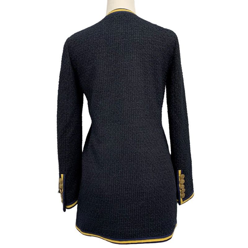 Gucci Outer Coat Jacket Taiga Button Tweed Black
