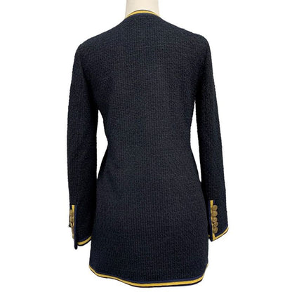 Gucci Outer Coat Jacket Taiga Button Tweed Black