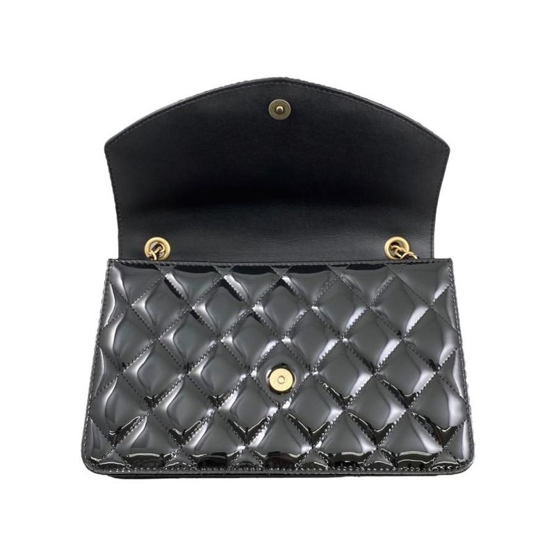 Chanel Shoulder Bag Heart Chain Ap4900 Matelasse Patent Enamel Coco Mark Black