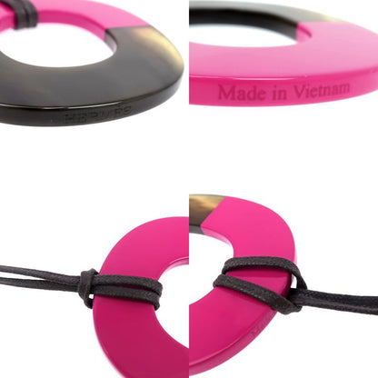 Hermes Necklace Ismu GM Lacquer-buffalo-horn Pink Brown Pendant