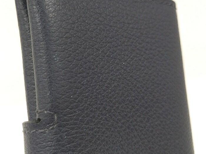 Hermes Serie Card Case Leather Navy Stamped B
