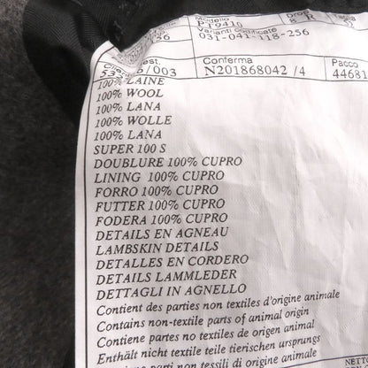 Hermes Super 100s Wool Partially Lamb Leather Double Breasted Chester Coat Gray