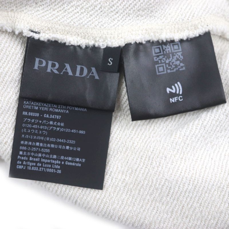 Prada 23AW Ujl24b 100% Cotton Front Logo Embroidery Hoodie Pullover Hoodie