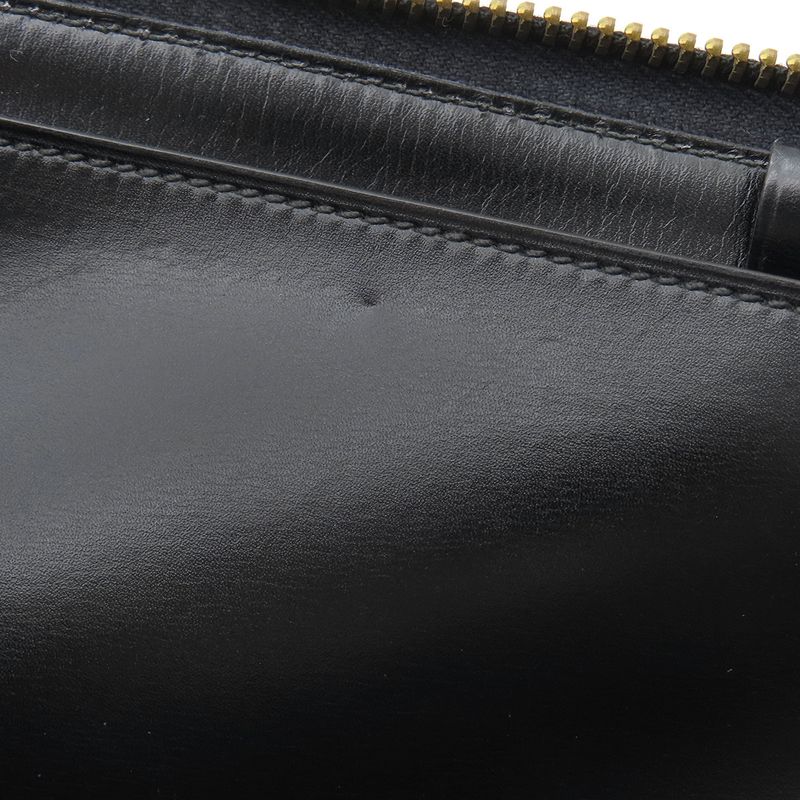 Hermes Clutch Bag Document Case Box Calf Black Gold Hardware Black Document