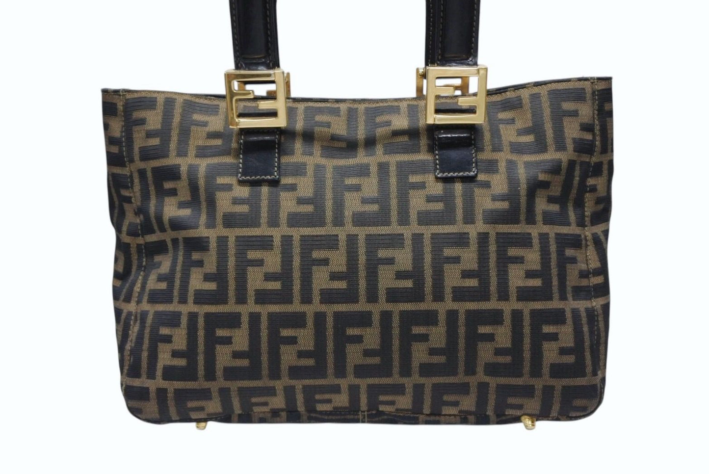 Fendi Tote Bag Zucca Pattern Canvas Brown Gold — view 2