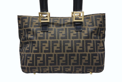 Fendi Tote Bag Zucca Pattern Canvas Brown Gold — view 2