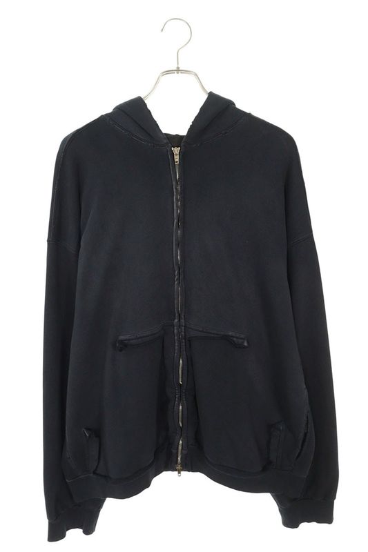 Balenciaga 744451 Tovb1 Vintage Finish Back Logo Zip Up Hoodie Men's S