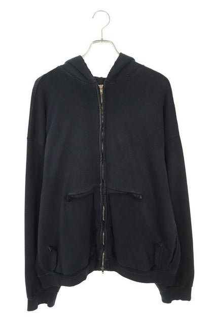 Balenciaga 744451 Tovb1 Vintage Finish Back Logo Zip Up Hoodie Men's S