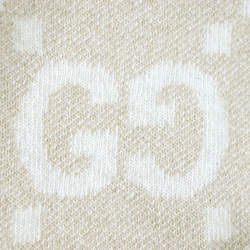 Gucci 765053 GG Cashmere Jacquard Cap Knit Hat Current Camel White M (57 21cm