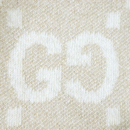 Gucci 765053 GG Cashmere Jacquard Cap Knit Hat Current Camel White M (57 21cm