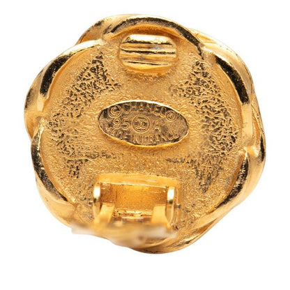 Chanel Vintage Coco Mark Round Gold Black Plated Ladies Chanel