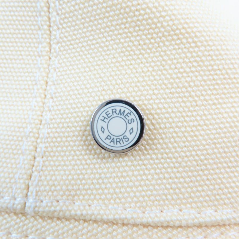 Hermes Calvi 100% Cotton Serie Hardware Bucket Hat Yellow 57 Made In France