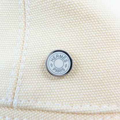 Hermes Calvi 100% Cotton Serie Hardware Bucket Hat Yellow 57 Made In France