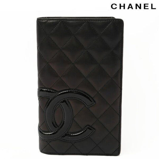 Chanel Preowned Long Wallet A26717 Cambon Line Metallic Black
