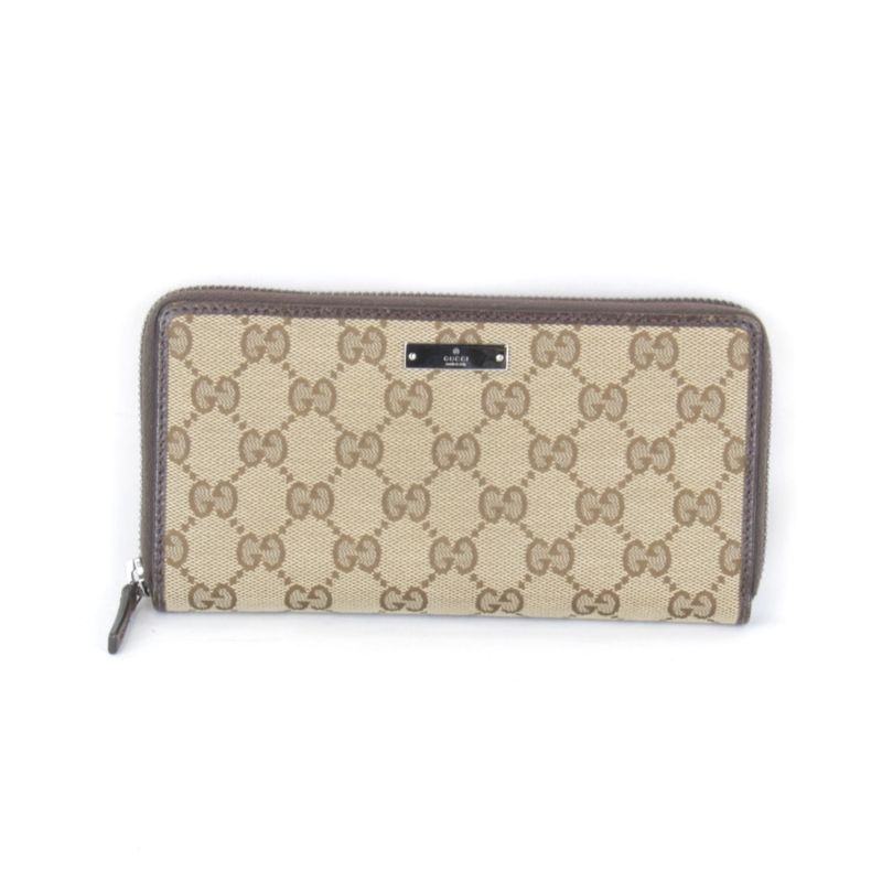 Gucci Round Zipper 307980 493075 Long Wallet In GG Canvas Brown