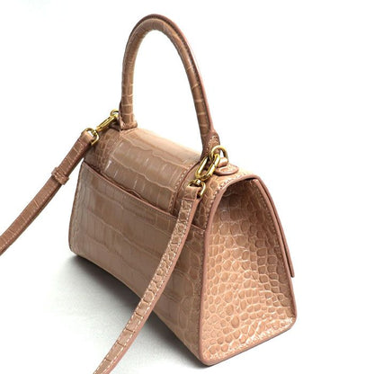 Balenciaga Hourglass Small Shape Push 2way Shoulder Bag Pink Beige 593546