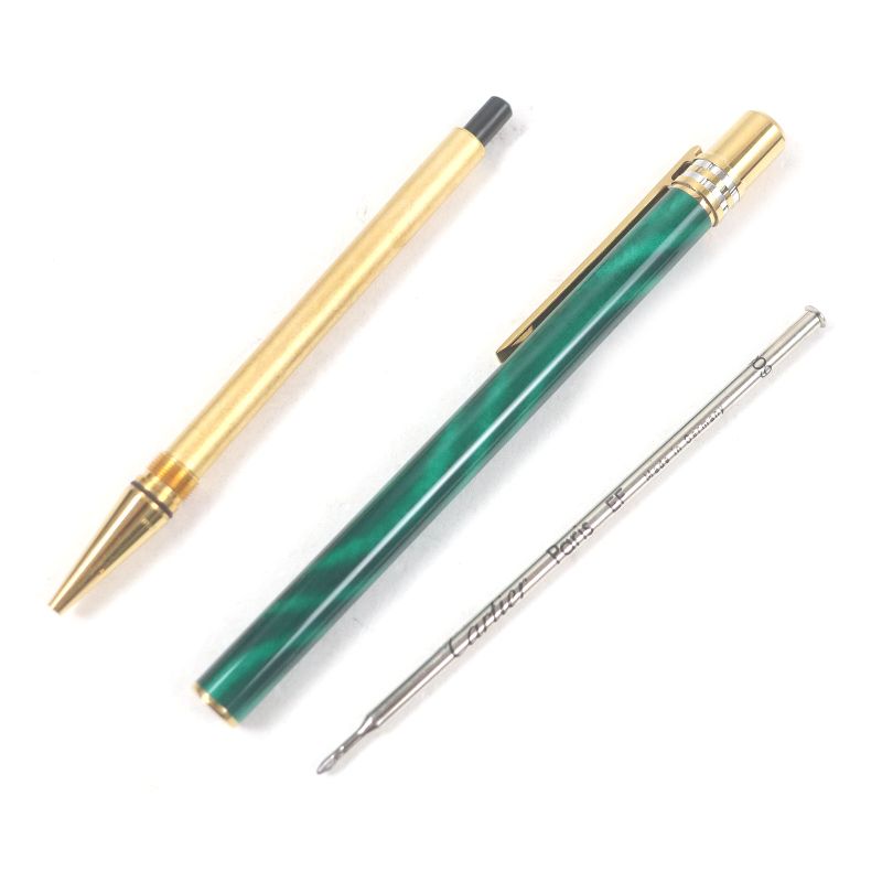 Cartier Panthère Malachite Douvre C Marble Pattern Twist Ballpoint Pen Green