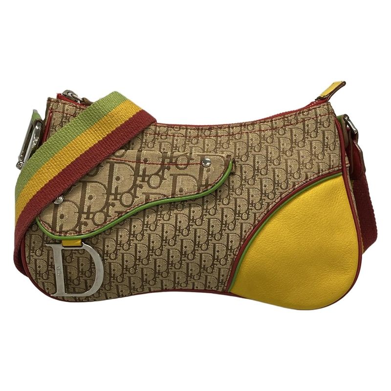 Dior/christian Dior Shoulder Bag Rasta Beige X Yellow X Multi Leather
