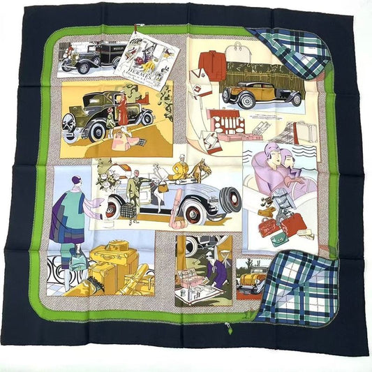 Hermes Scarf Carre 90 Automobile Comfort En Automobile Silk Scarf Multicolor