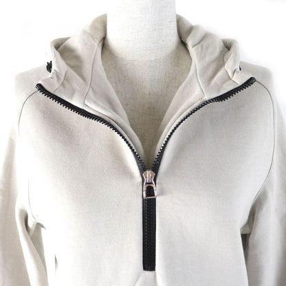 Hermes FIT 100% Cotton Serie Button Logo Half Zip Hoodie Pullover Hoodie Light