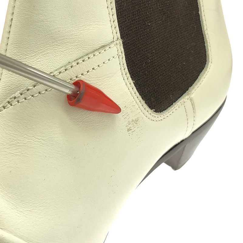 Celine - Phoebe Period Side Gore Leather Short Boots - 37 - White Dark Brown -