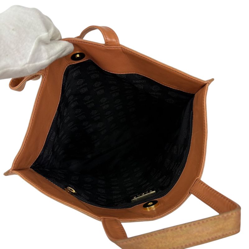 Loewe Anagram Logo Mini Tote Handbag Pink Beige Lame Metallic