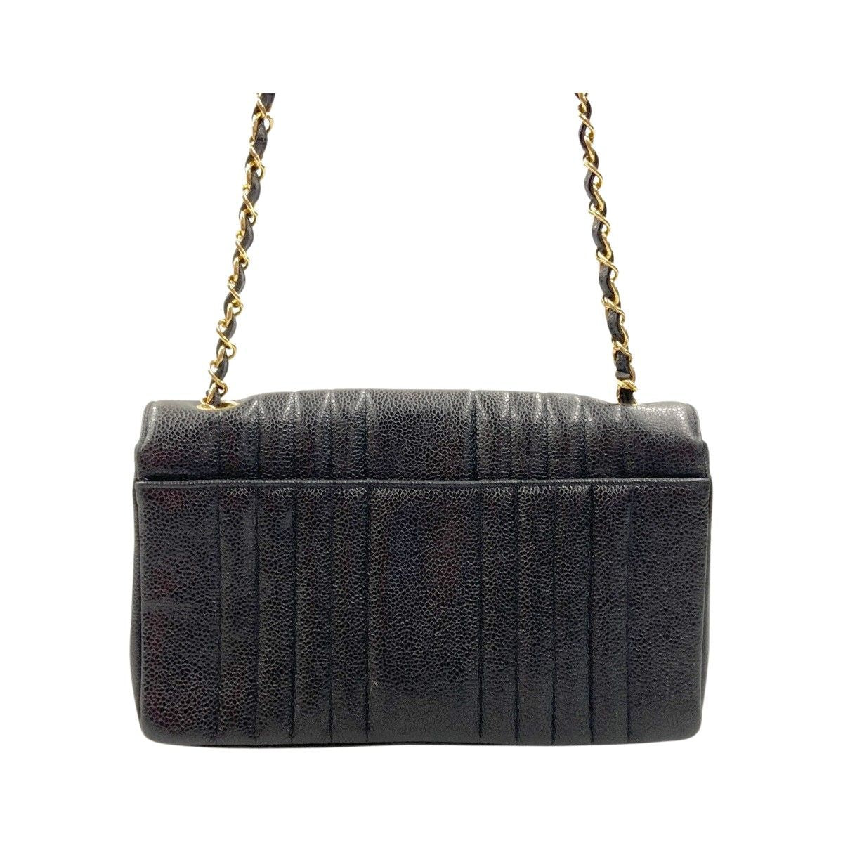 Chanel Caviar Skin Mademoiselle Chain Shoulder Bag Black