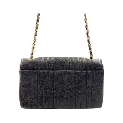 Chanel Caviar Skin Mademoiselle Chain Shoulder Bag Black
