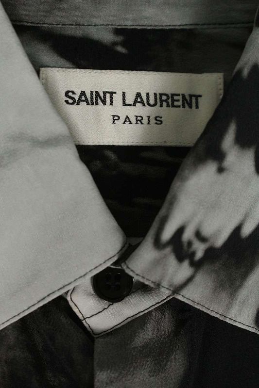 Saint Laurent Paris 501978 Y301s All Over Silk Long Sleeve Shirt Men 37