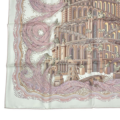 Hermes Scarf 100% Silk Carre 90 LES Rivieres DE Babel River Of Babel Pink With