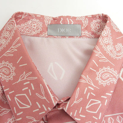 Dior Paisley Pattern Short Sleeve Shirt Size 38 Silk Pink