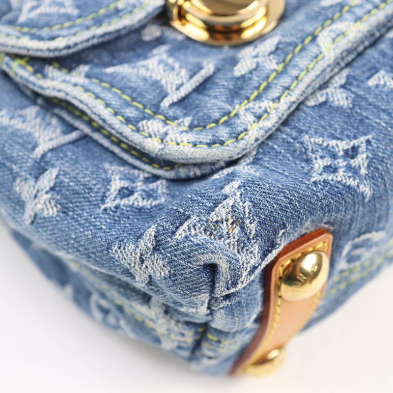 Louis Vuitton M95049 Monogram Denim Baggy PM Monogram Denim Handbag Blue With