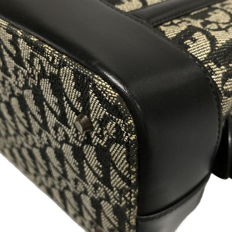 Dior/christian Dior Handbag Trotter Ivory X Dark Navy Leather