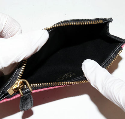 Prada Card Case With Coin Case Fragment Case Saffiano Multicolor Card Case Calf