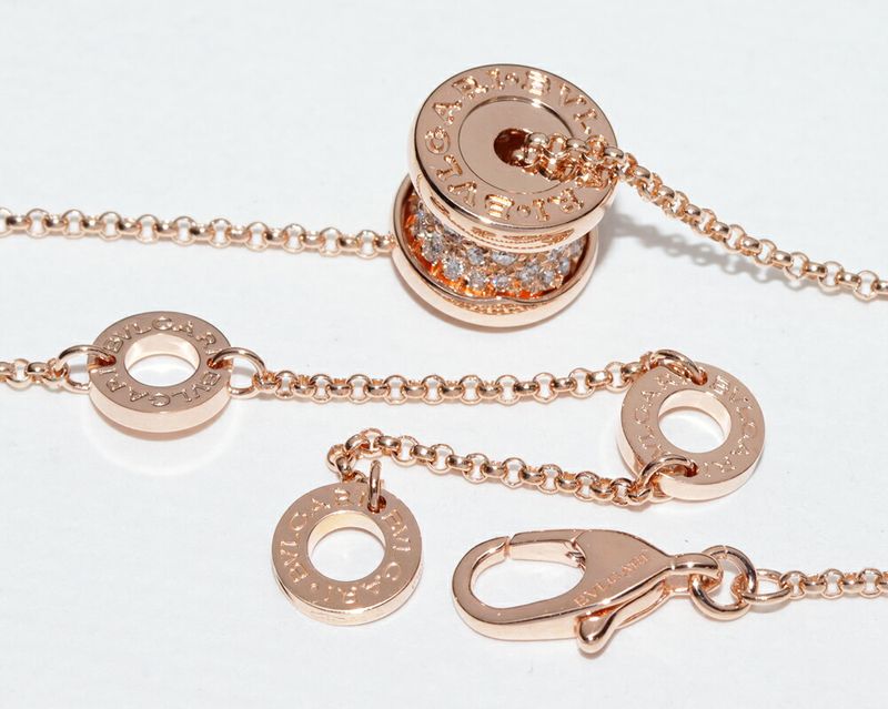 Bulgari Pendant Necklace 18K Pink Gold Diamond 031ct Bzero1 Pendant Necklace