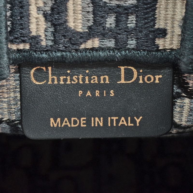 Dior Book Tote Mini Vertical Handbag 2WAY Canvas Blue With Shoulder Strap