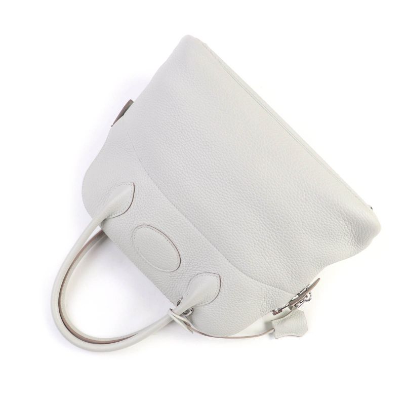 Hermes Bolide 31 Pearl Grey Taurillon Clemence Silver Hardware Handbag With
