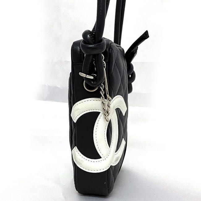 Chanel Mini Shoulder Bag Black White Cambon A25177