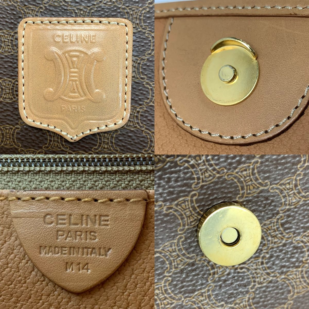 Celine Macadam M14 Brown Shoulder Bag Ladies Gold Hardware