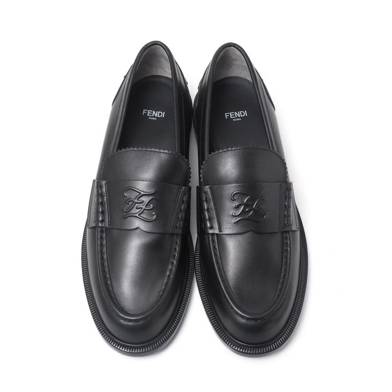 Fendi Loafers Size 40 Double F Zucca Logo Leather Shoes 20251027